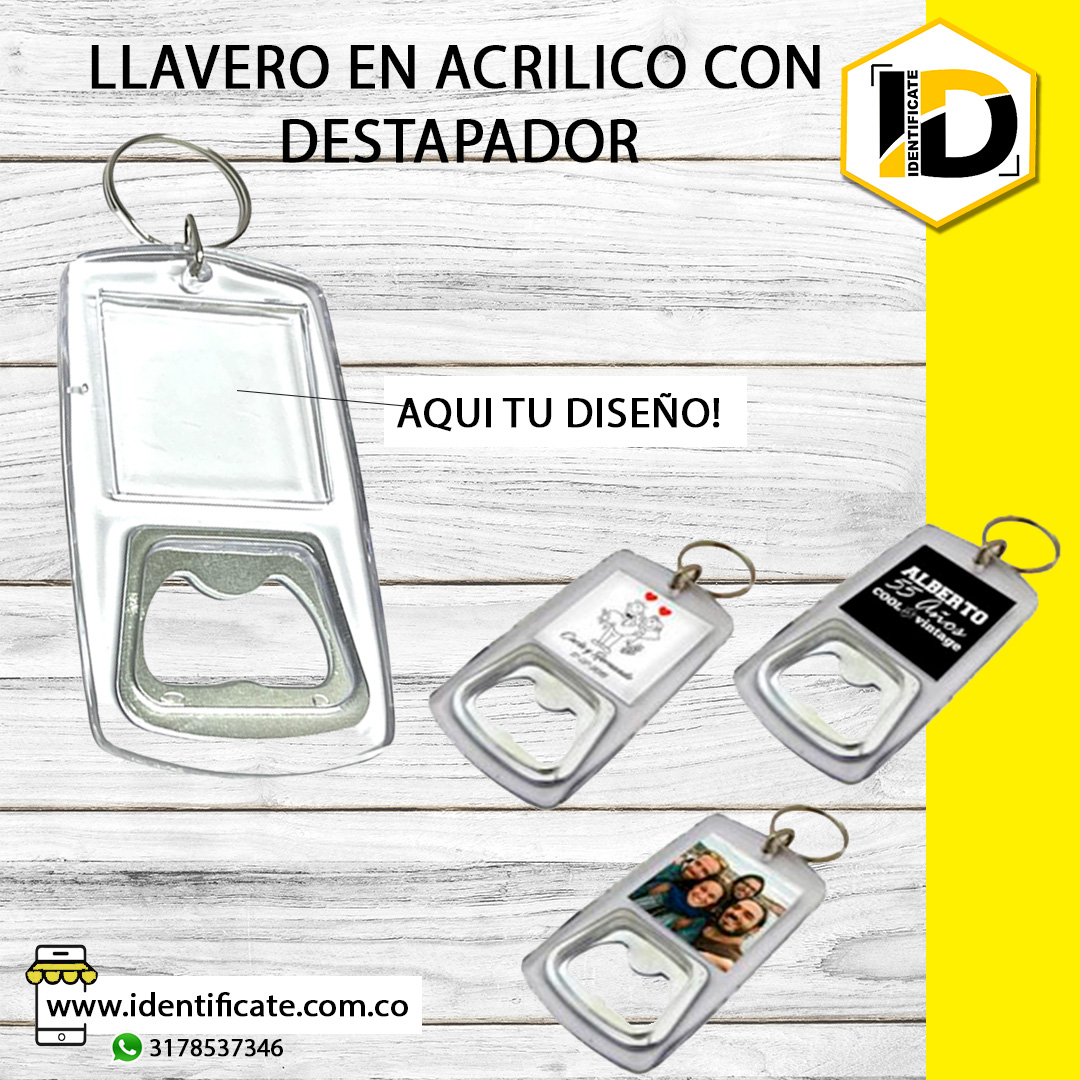 LLAVERO EN ACRILICO CON DESTAPADOR 