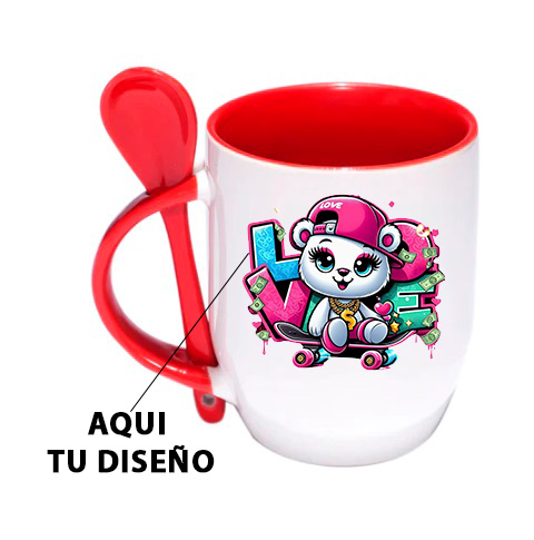 MUG COLOR INTERNO CON CUCHARA