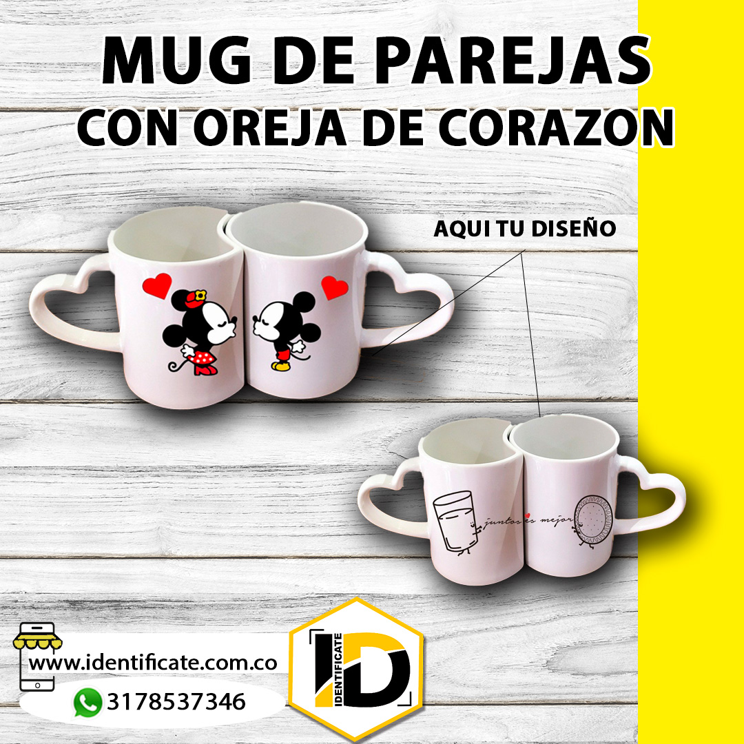 MUG DE PAREJA CON OREJAS DE CORAZON