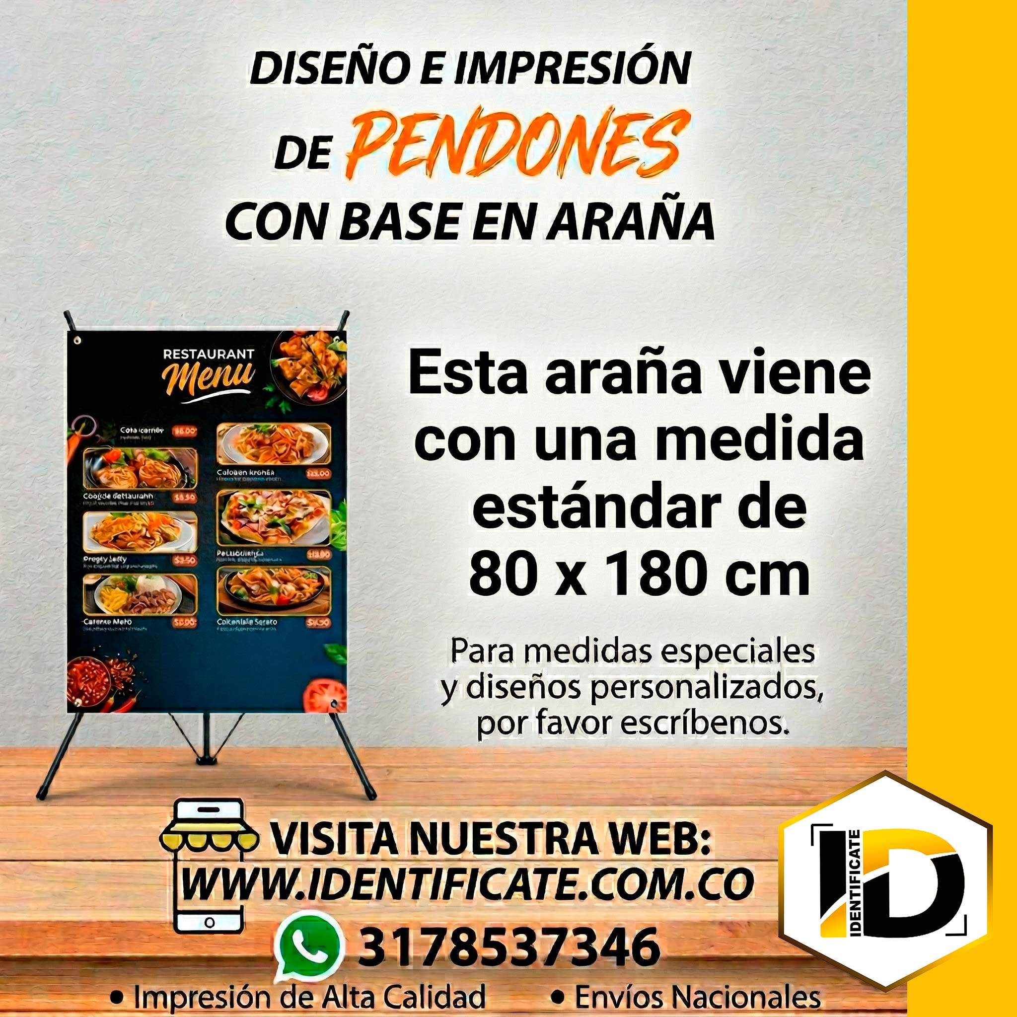 Pendon con soporte en araña