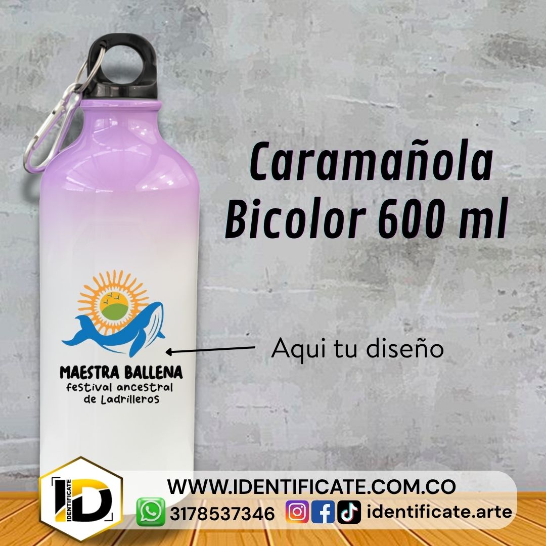 Caramañola Bicolor 600ml  Morado (Termo)
